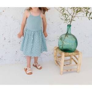 NEW BÚHO flower dots dress in almond